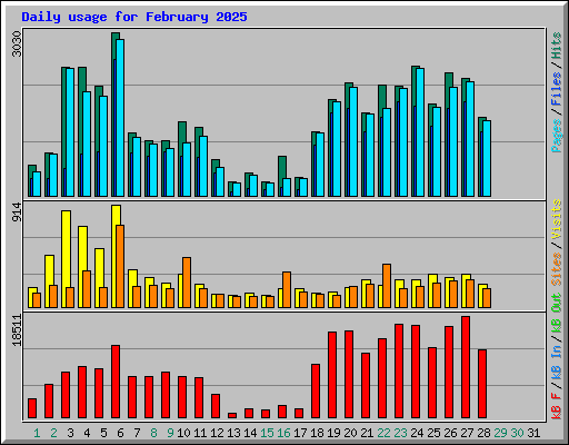 Daily usage for February 2025